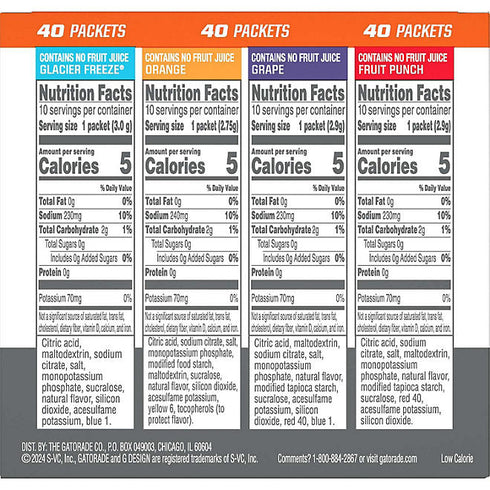 G Zero Powder, Fruit Punch Variety Pack, 40 Count - Zero Sugar, Perfect for Hydration, Workouts, or On-the-Go